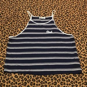 Victoria’s Secret PINK Stripe Super Soft Tank Logo